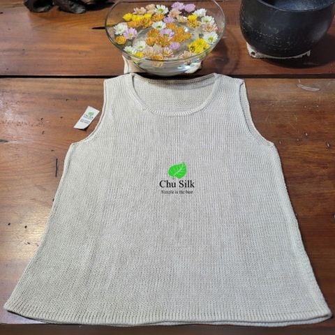  Áo tơ gốc đan thủ công sát nách 