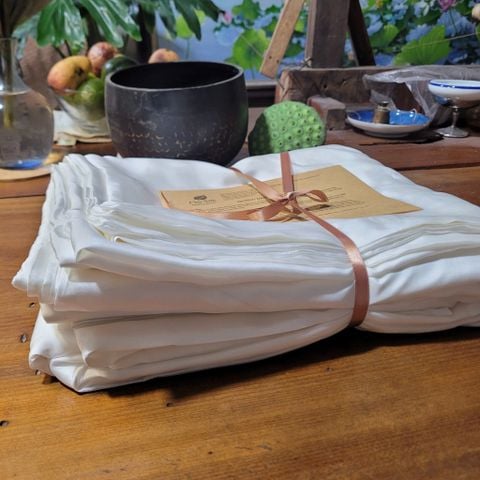  Bộ vỏ chăn gối tơ tằm Chu Silk màu trắng mộc tự nhiên không nhuộm, định lượng dày 12momme 