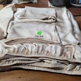  Set Ga giường bo chun + 2 vỏ gối tơ tằm màu be, dầy 19momme 