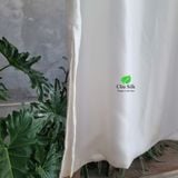  Váy tơ tằm màu trắng may 2 lớp cổ chữ V 