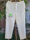  Quần tơ tằm nguyên bản màu trắng cạp liền 