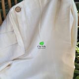  Quần tơ tằm nguyên bản màu trắng cạp liền 