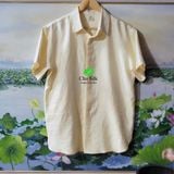  Áo sơ mi nam tơ tằm nguyên bản_màu vàng mơ tự nhiên không nhuộm 