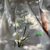  Khăn lụa tơ tằm thêu tay_màu trắng 