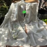  Khăn lụa tơ tằm thêu tay_màu trắng 