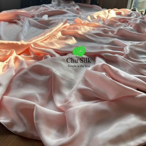  Bộ vỏ chăn ga gối tơ tằm Chu Silk màu hồng, định lượng dày 19momme 