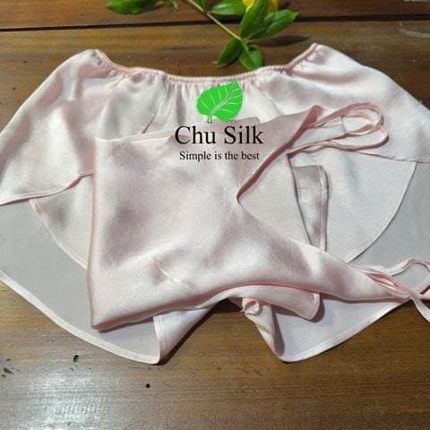  Bộ quần áo ngủ lụa tơ tằm mẫu cánh sen thượng hạng màu hồng 