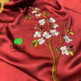  Khăn choàng tơ tằm cao cấp thêu tay độc bản 
