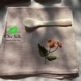  Khăn ăn lụa thêu tay họa tiết hoa, khăn ăn lụa họa tiết hoa dại, khăn ăn cá nhân hóa, trang trí bàn ăn, khăn ăn tái sử dụng, khăn ăn họa tiết bó hoa 