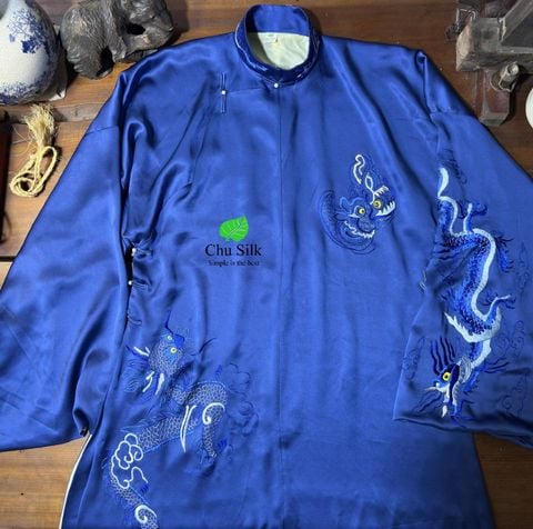  ÁO NGŨ THÂN TƠ TẰM THÊU RỒNG VIỆT 