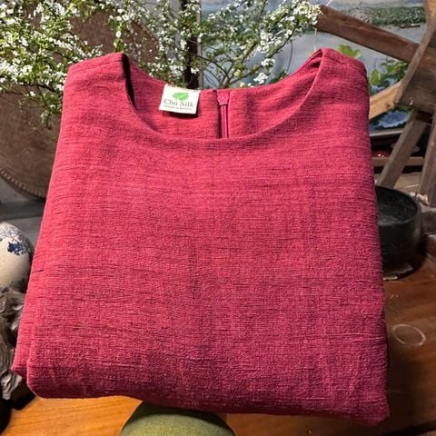  Áo Dài đũi tơ tằm độ dày 35momme- mã số 260202 