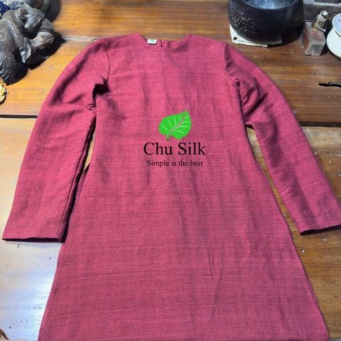  Áo Dài đũi tơ tằm độ dày 35momme- mã số 260202 