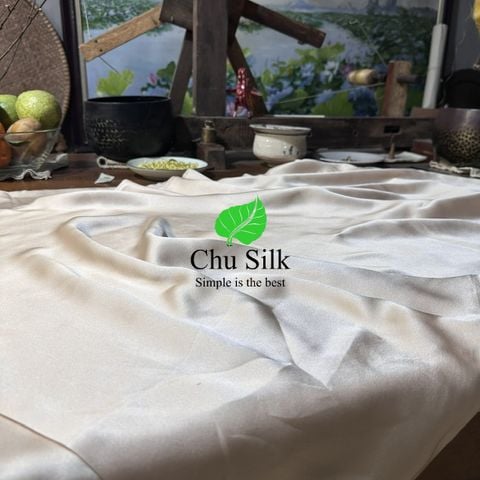  Bộ vỏ chăn ga gối tơ tằm Chu Silk màu be, định lượng dày 19momme 