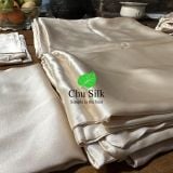  Bộ vỏ chăn ga gối tơ tằm Chu Silk màu be, định lượng dày 19momme 