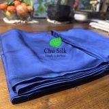  Bộ vỏ chăn ga gối tơ tằm Chu Silk màu xanh navy, định lượng dày 19momme 
