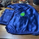  Bộ vỏ chăn ga gối tơ tằm Chu Silk màu xanh navy, định lượng dày 19momme 