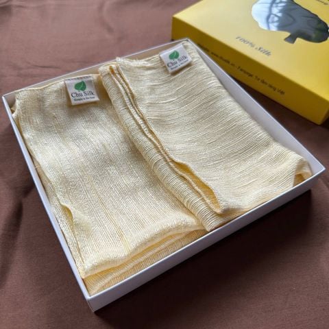  Khăn mặt tơ tằm may 2 lớp 