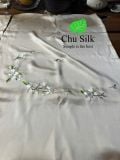  Personalized Hand-Embroidered Floral Silk Pillowcase – 19 Momme Silk,  Beige, Size Queen/King 