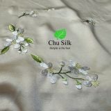  Personalized Hand-Embroidered Floral Silk Pillowcase – 19 Momme Silk,  Beige, Size Queen/King 