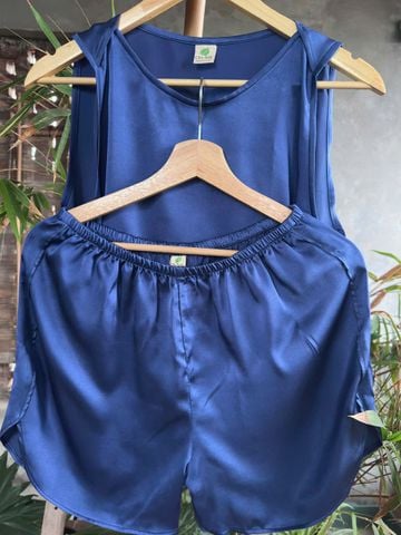  Bộ quần áo mặc nhà Chu Silk màu xanh than 