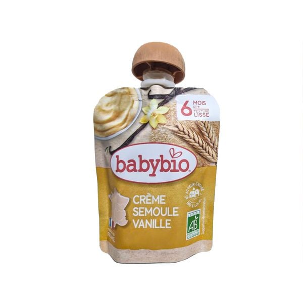 Váng sữa hữu cơ cho bé vị vani Babybio/Organic Semolina Vanilla Cream