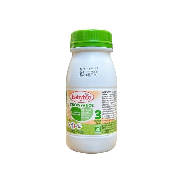 Sản phẩm dinh dưỡng công thức với mục đích ăn bổ sung cho trẻ từ 10 tháng - 3 tuổi: Baby Bio croissance 3 de 10 mois à 3 ans