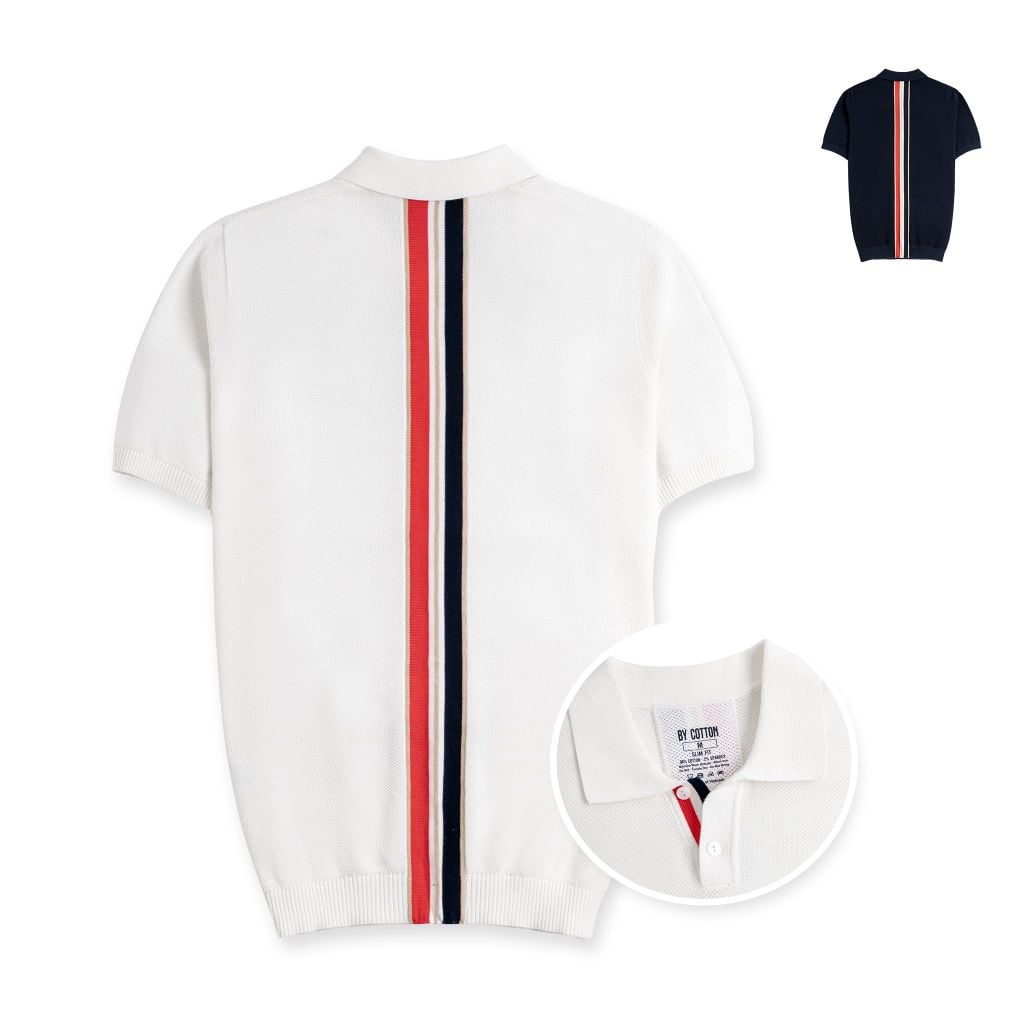 Áo Polo Dệt Kim By Cotton Pima Phối Sọc Lưng