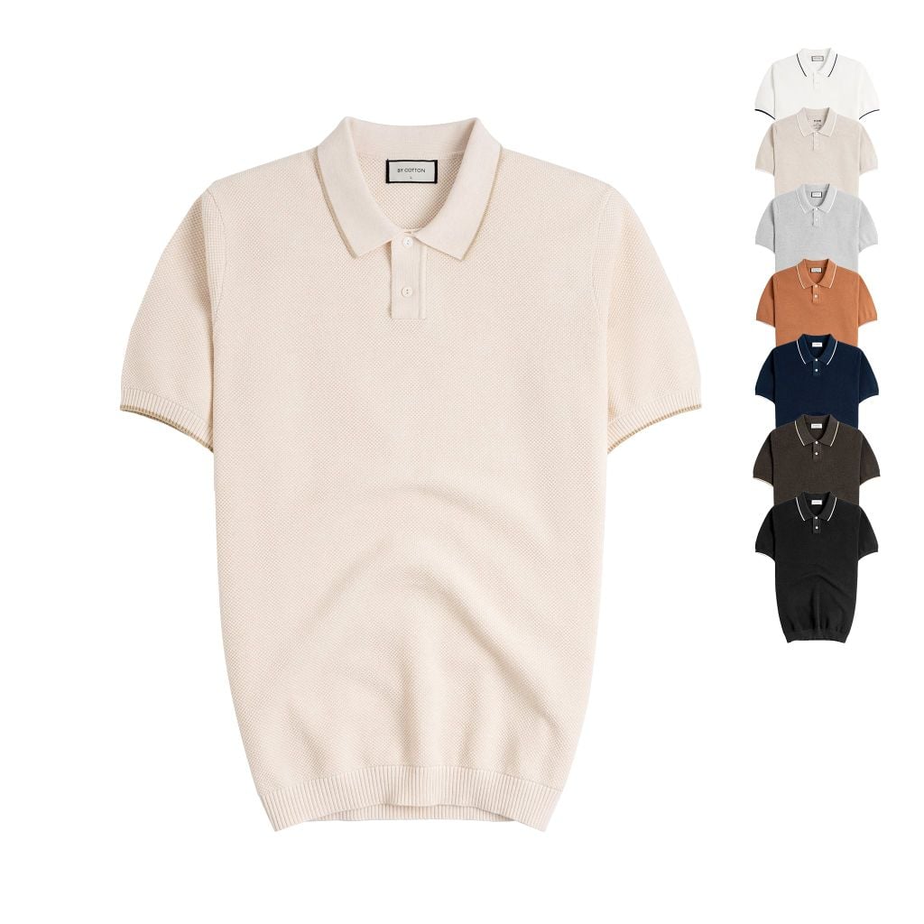 Áo Polo Nam Dệt Kim By Cotton Melange SS2