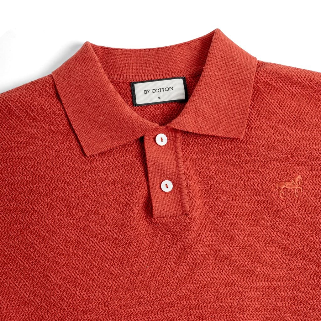 Áo Polo Dệt Kim By Cotton Cao Cấp Đỏ Gạch SS2