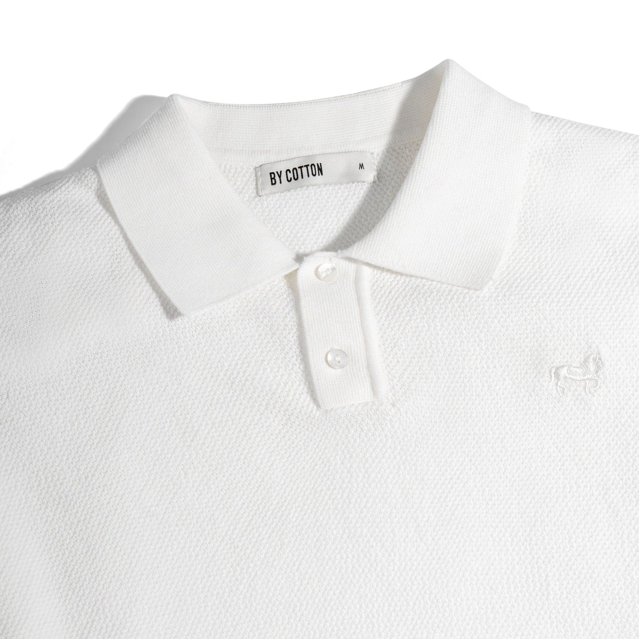 Áo Polo Dệt Kim By Cotton Cao Cấp Màu Trắng SS2