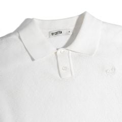 Áo Polo Dệt Kim By Cotton Cao Cấp Màu Trắng SS2