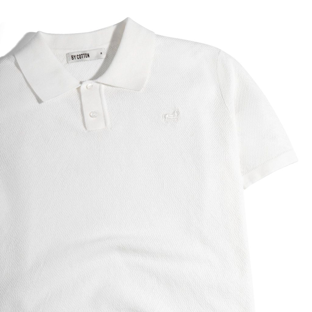 Áo Polo Dệt Kim By Cotton Cao Cấp Màu Trắng SS2