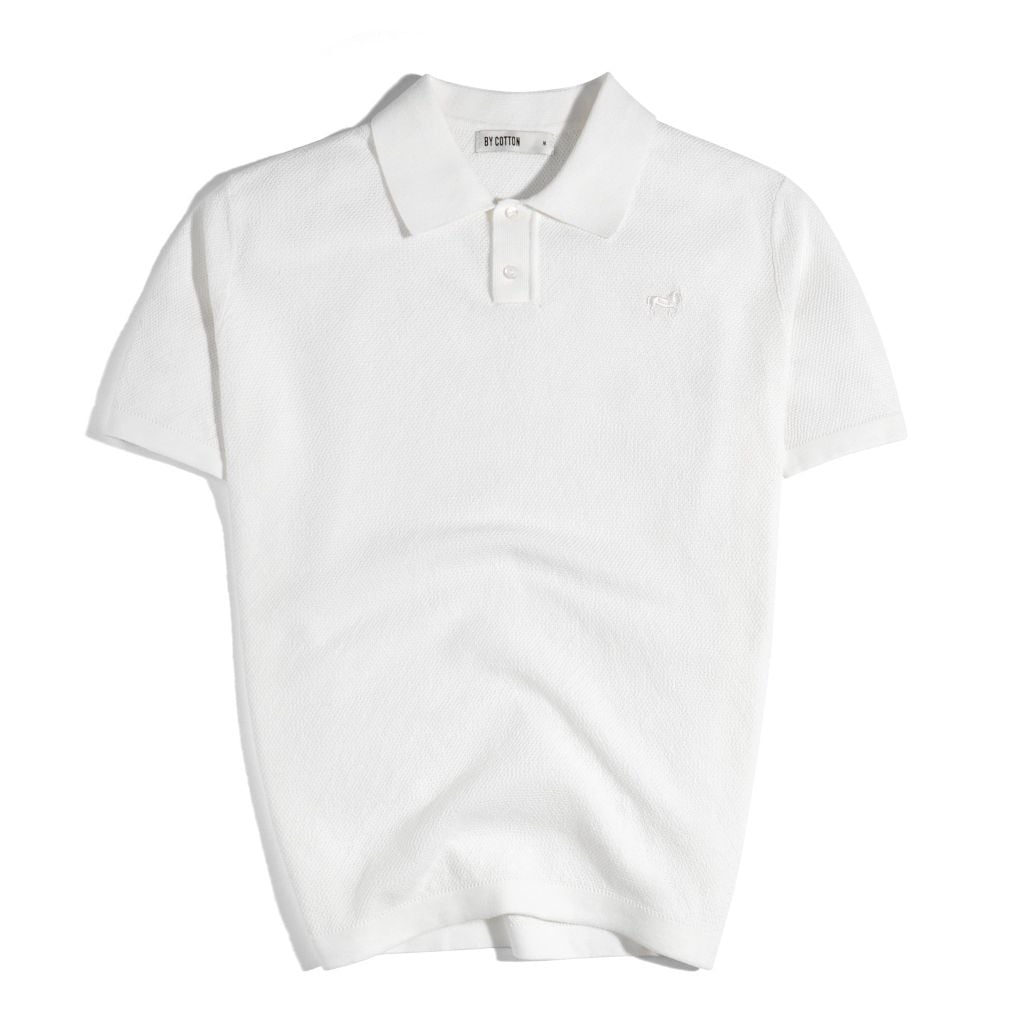 Áo Polo Dệt Kim By Cotton Cao Cấp Màu Trắng SS2