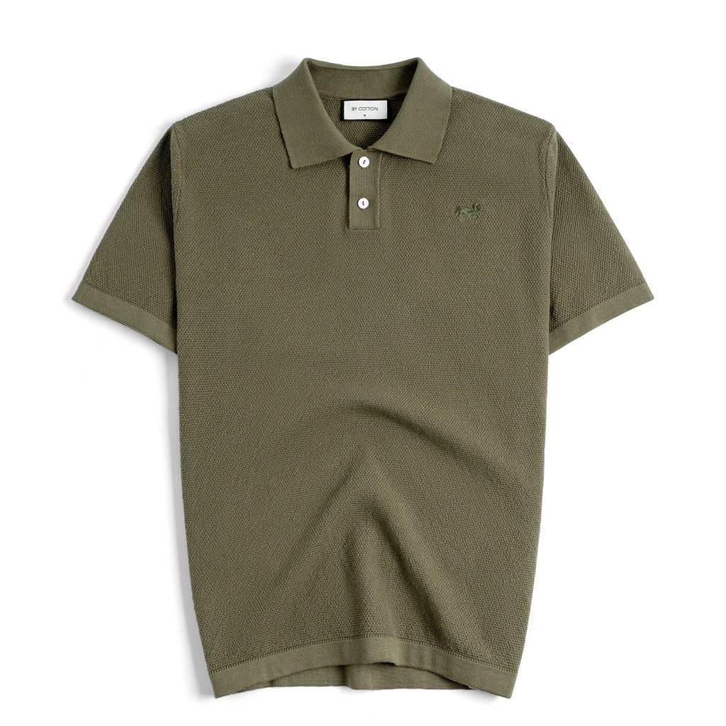 Áo Polo Dệt Kim By Cotton Cao Cấp Xanh Rêu SS2