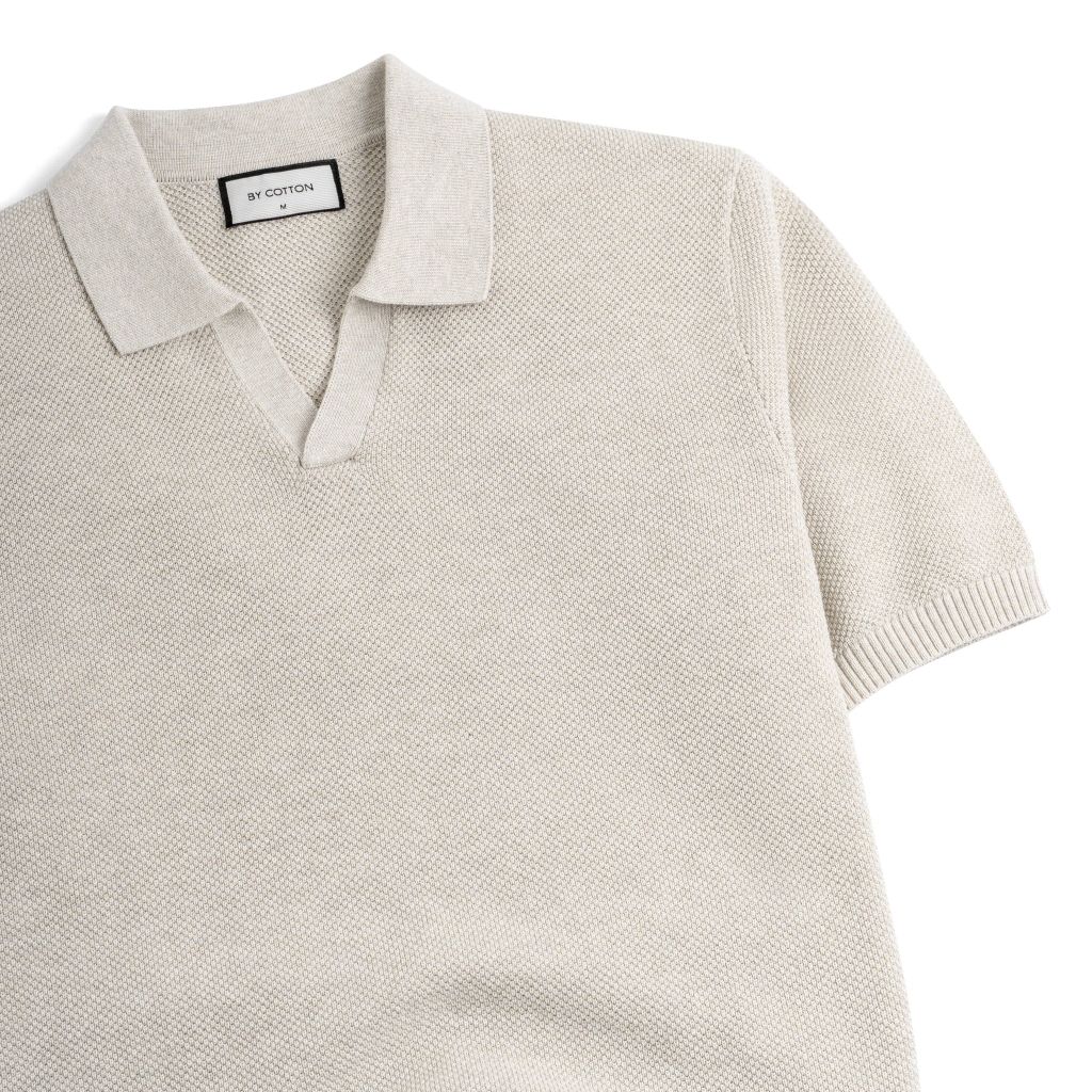 Áo Polo Dệt Kim By Cotton Melange Be