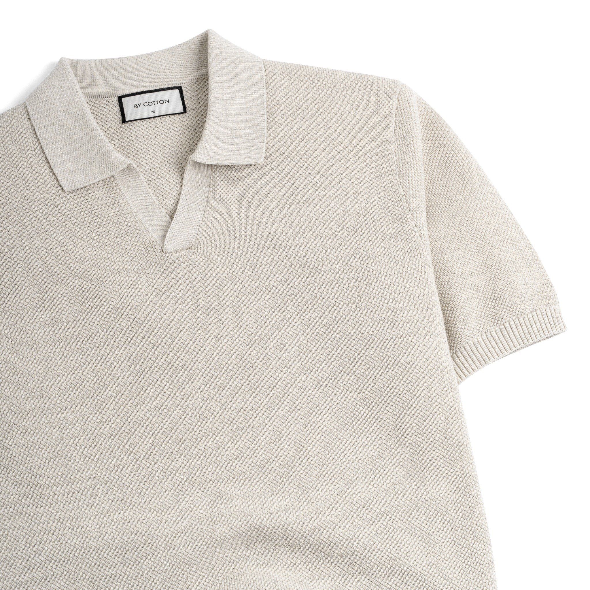 Áo Polo Dệt Kim By Cotton Melange Be