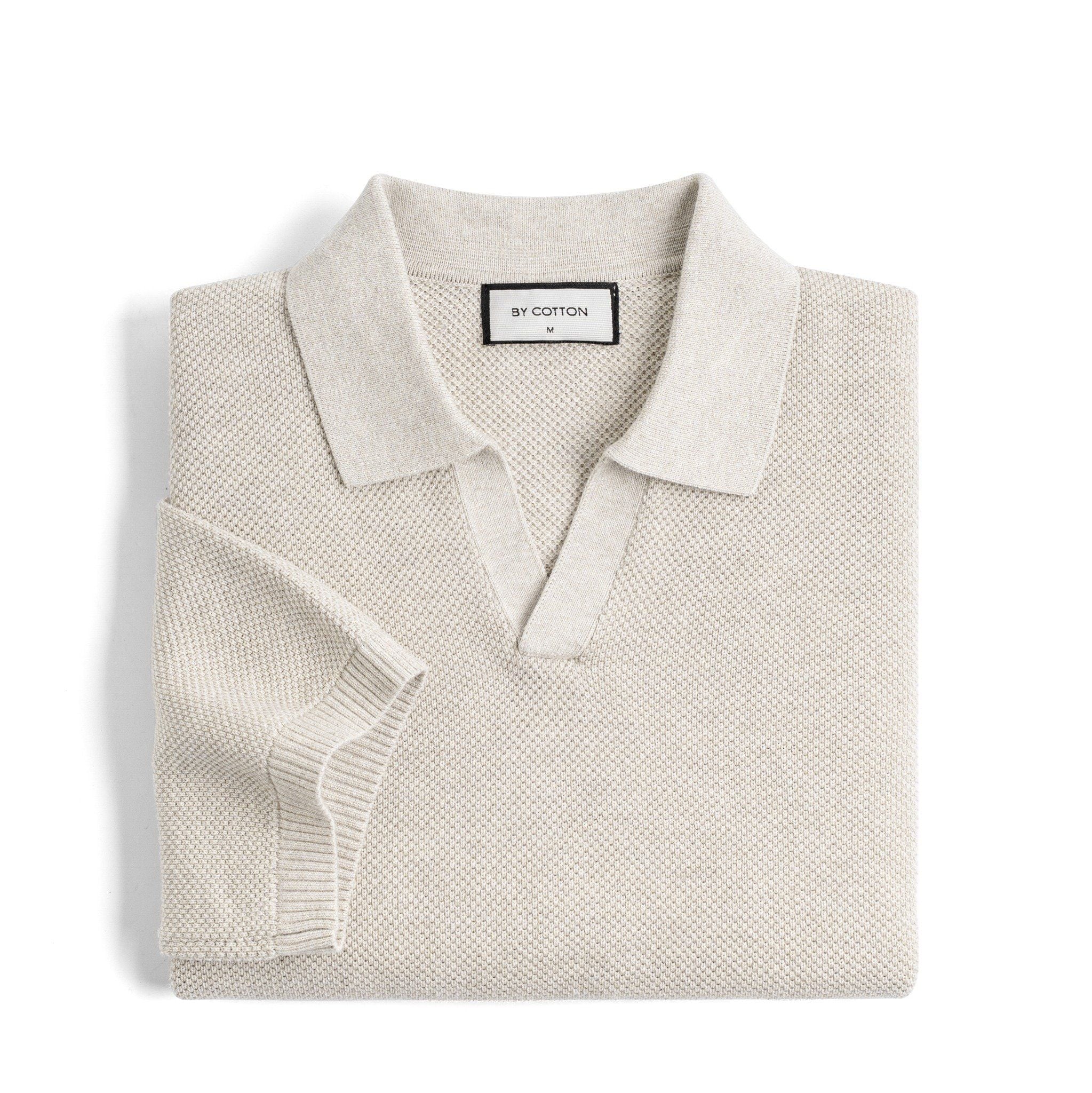 Áo Polo Dệt Kim By Cotton Melange Be