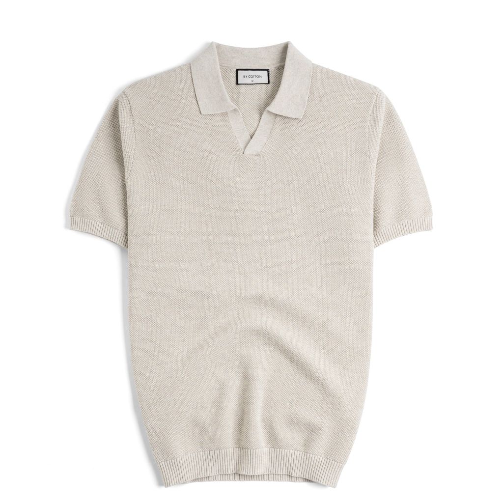 Áo Polo Dệt Kim By Cotton Melange Be