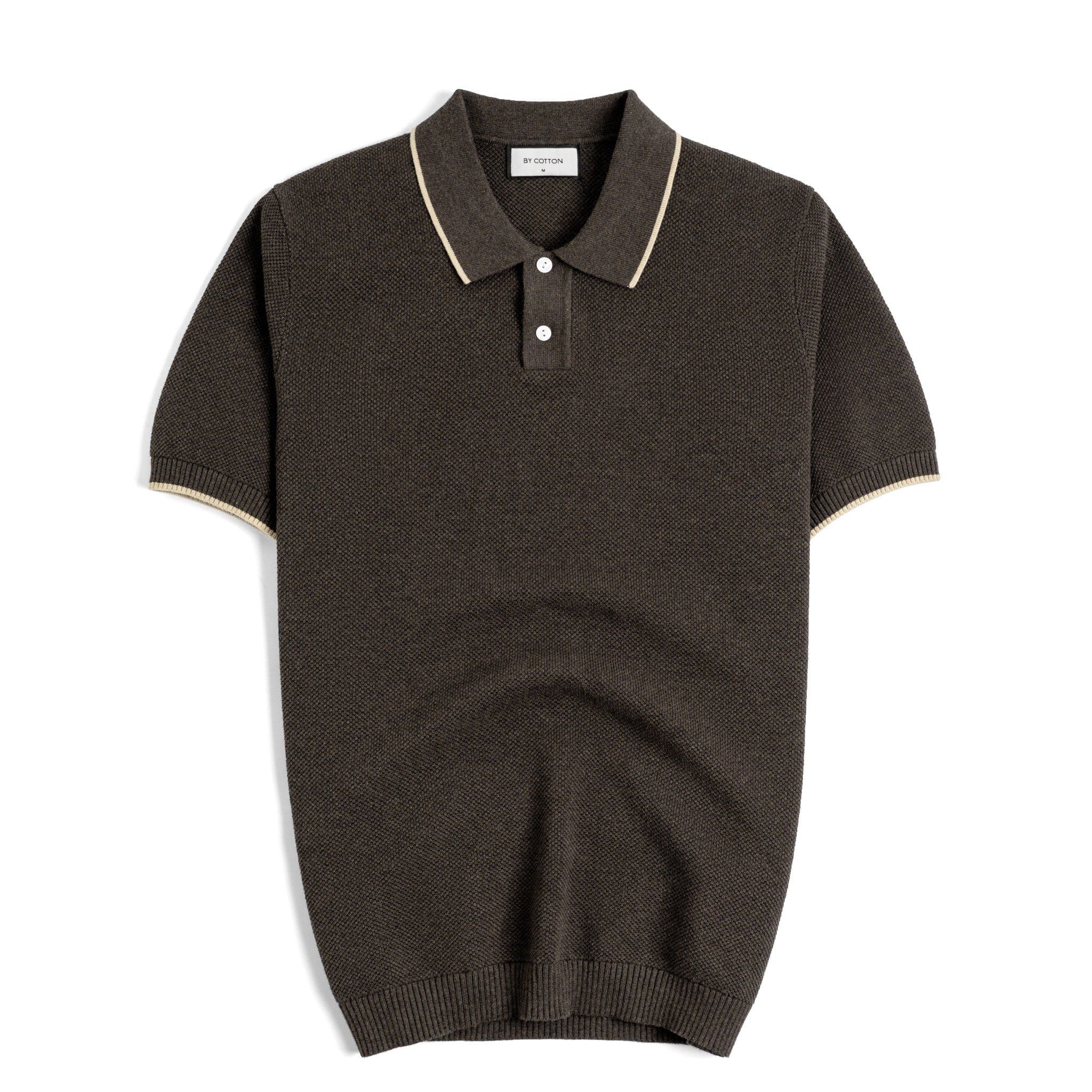 Áo Polo Dệt Kim By Cotton Melange Nâu SS2