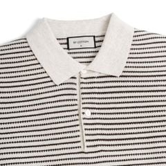 Áo Polo Dệt Kim By Cotton Melange Sọc Nhỏ Kem