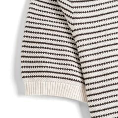 Áo Polo Dệt Kim By Cotton Melange Sọc Nhỏ Kem