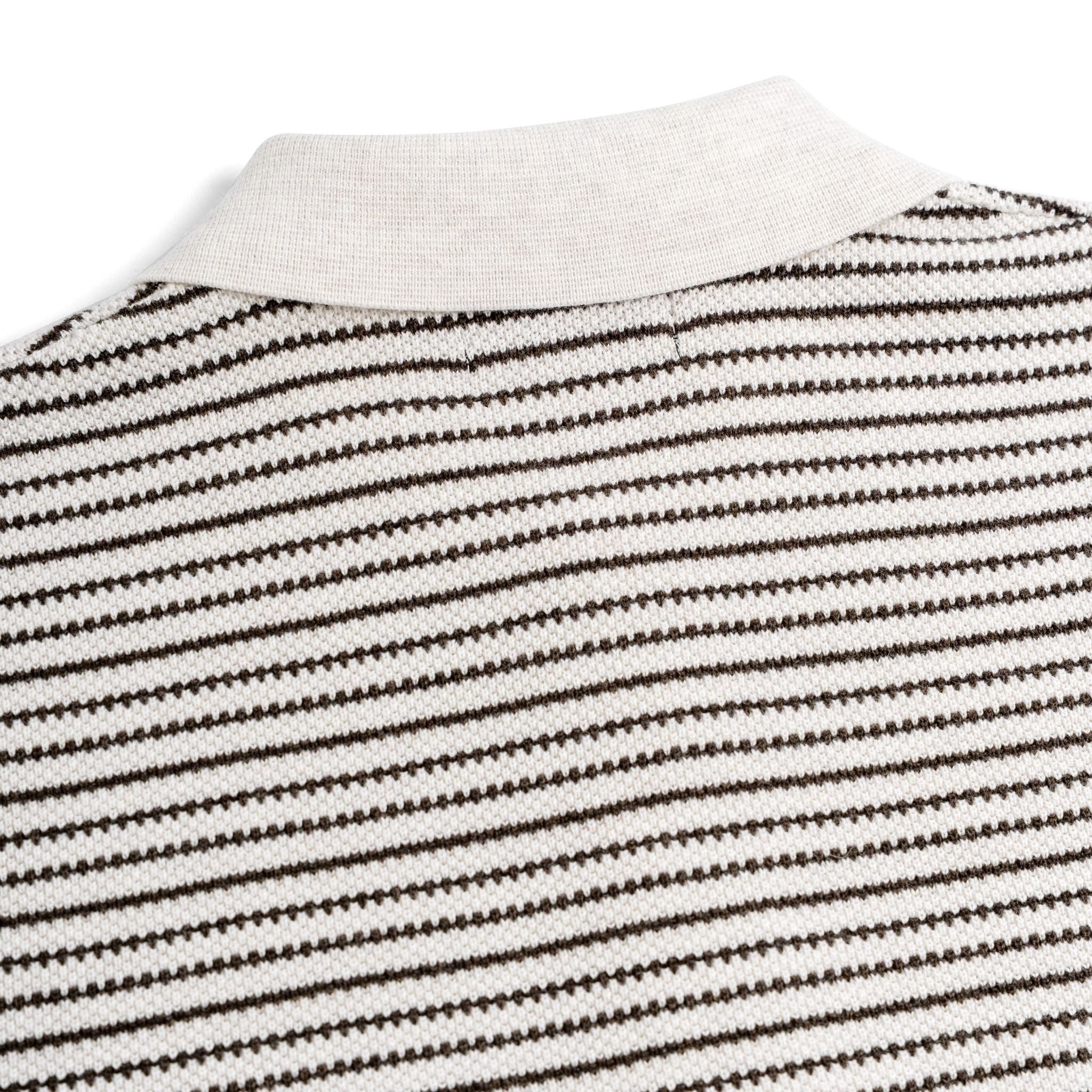 Áo Polo Dệt Kim By Cotton Melange Sọc Nhỏ Kem