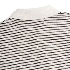 Áo Polo Dệt Kim By Cotton Melange Sọc Nhỏ Kem