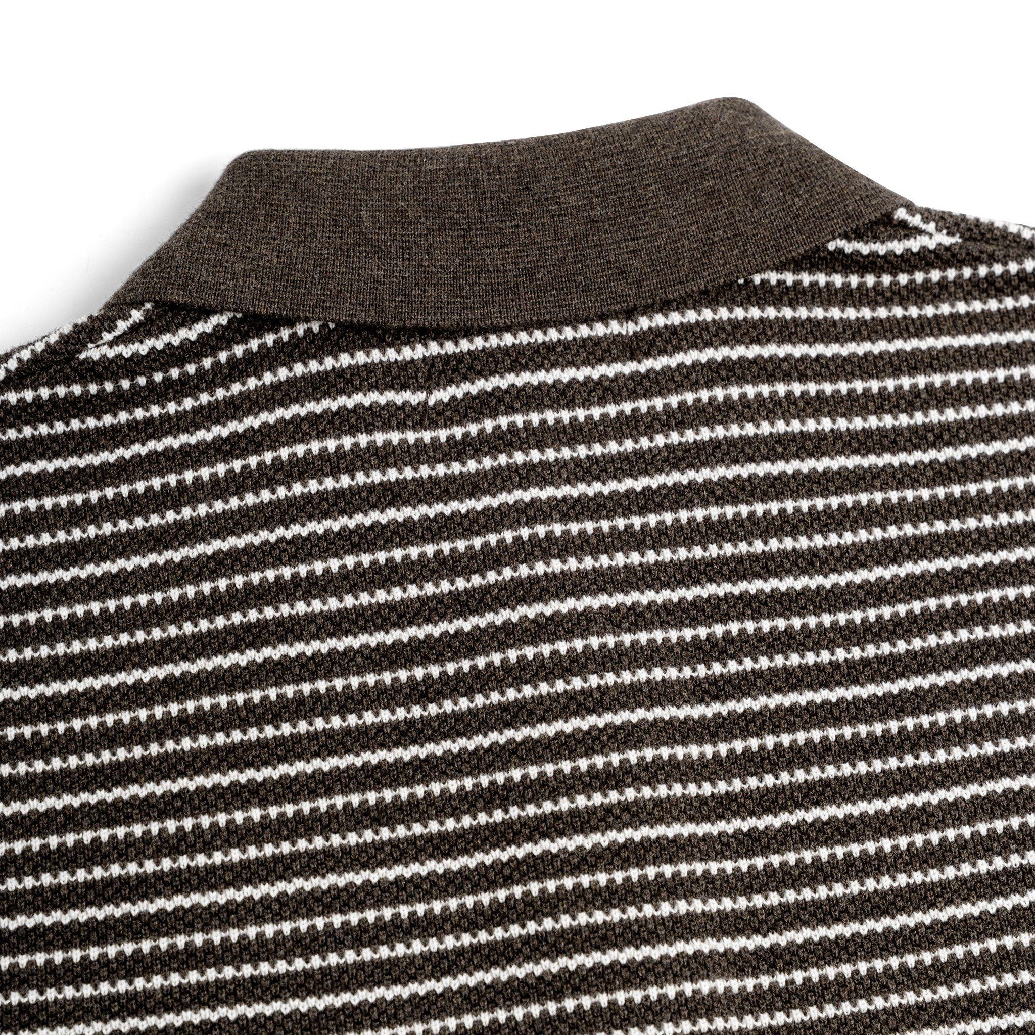 Áo Polo Dệt Kim By Cotton Melange Sọc Nhỏ Nâu