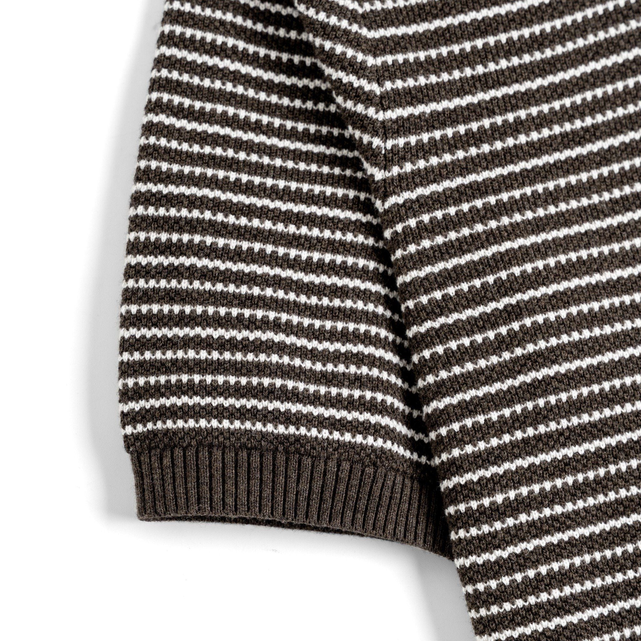 Áo Polo Dệt Kim By Cotton Melange Sọc Nhỏ Nâu