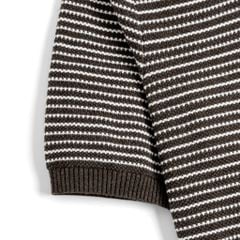 Áo Polo Dệt Kim By Cotton Melange Sọc Nhỏ Nâu