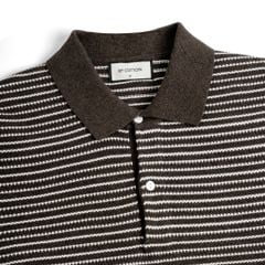 Áo Polo Dệt Kim By Cotton Melange Sọc Nhỏ Nâu