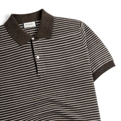 Áo Polo Dệt Kim By Cotton Melange Sọc Nhỏ Nâu