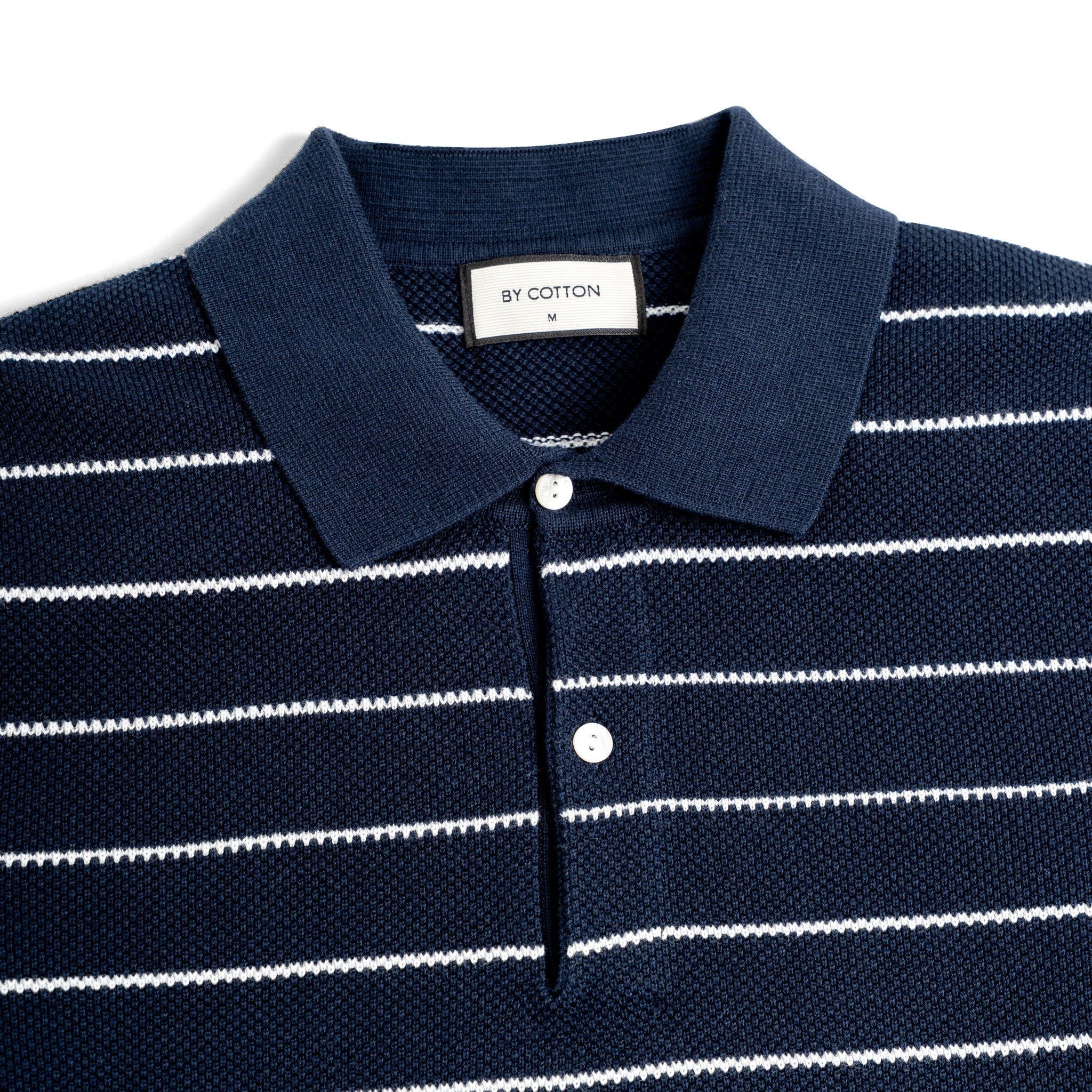 Áo Polo Dệt Kim By Cotton Melange X.Đen Sọc To