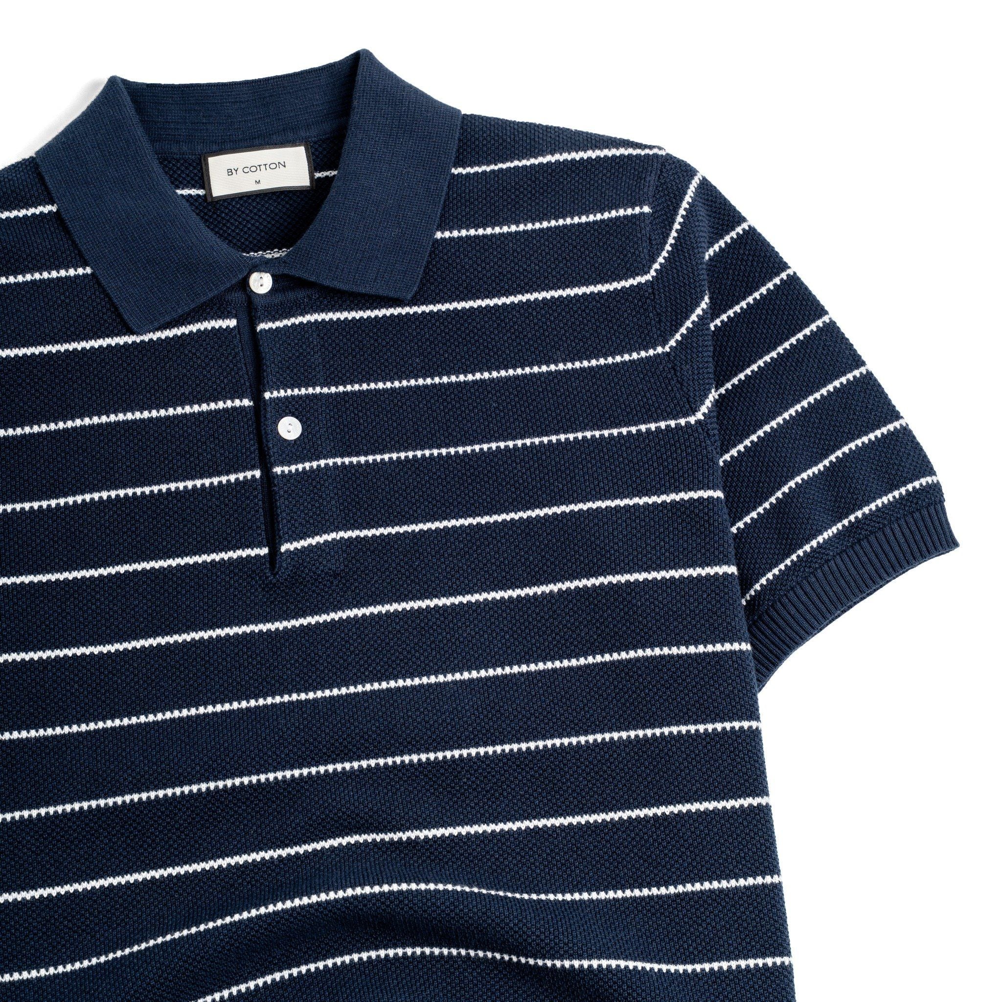 Áo Polo Dệt Kim By Cotton Melange X.Đen Sọc To